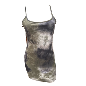 EUC  dark green MINI BODYCON DRESS WITH TIE UP SLEEVES